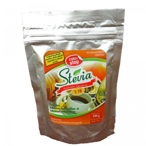Cukor Stop stevia por 1:10 visszazárható tasakban 100 g