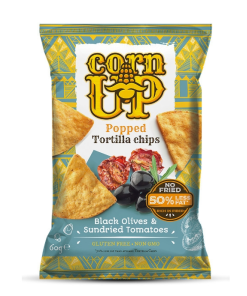 Corn Up tortilla chips fekete olivabogyó és paradicsom ízű 60 g