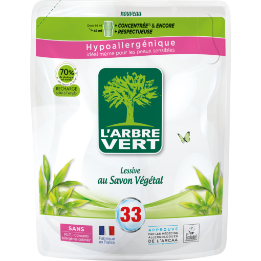 Larbre Vert folyékony mosószer utántöltő érzékeny bőrre családbarát 1500 ml
