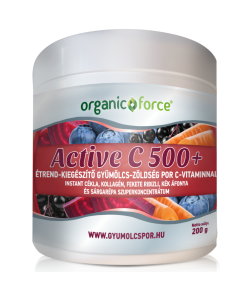 Organic Force Active C 500+ gyümölcs-zöldség szuperkoncentrátum por C-vitaminnal, kollagénnel, 200 g