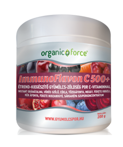 Organic Force ImmunoFlavon C 500+ gyümölcs-zöldség szuperkoncentrátum por C-vitaminnal, 200 g
