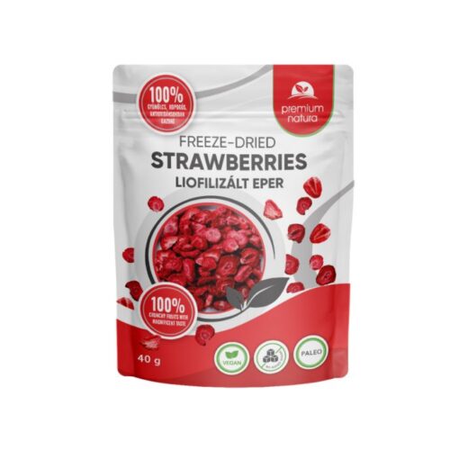Premium Natura liofilizált eper szeletek 40 g